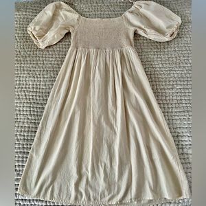 7 For All Mankind Cotton Linen Smocked Dress Cream M